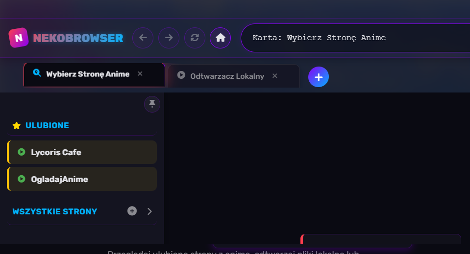 Sesje i zarządzanie kartami w NekoBrowser